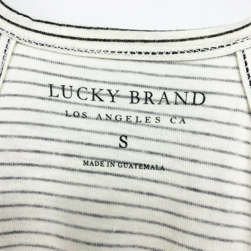 Lucky Brand Women Stripe Floral Graphic Shirt Top - Picture 4 of 6